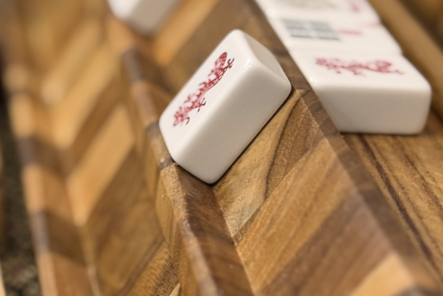 Handcrafted mahjong rack in premium wood